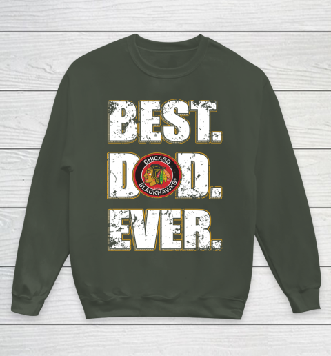 NHL Chicago Blackhawks Hockey Best Dad Ever Family Shirt Youth Sweatshirt - Image 9