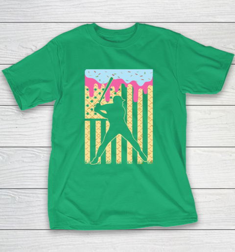 Baseball Ice Cream Drip Youth T-Shirt 4