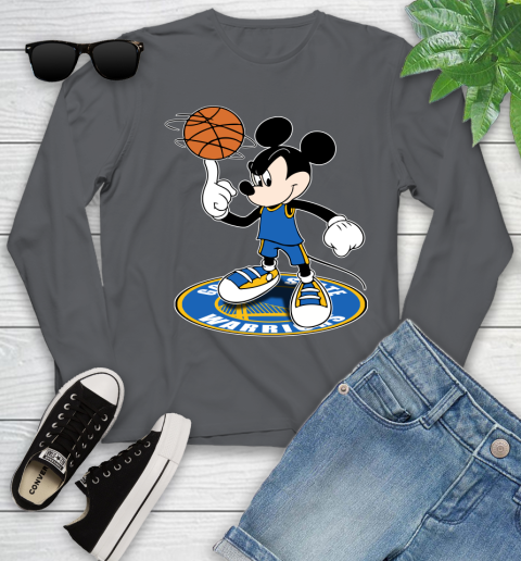 NBA Basketball Golden State Warriors Cheerful Mickey Disney Shirt Youth Long Sleeve 8