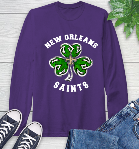 NFL New Orleans Saints Three Leaf Clover St Patrick's Day Football Sports Long Sleeve T-Shirt 5