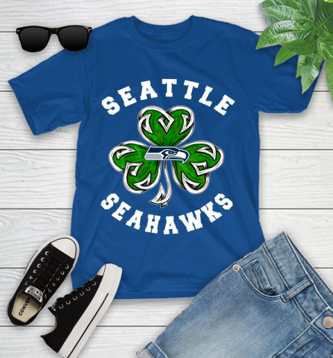 NFL Seattle Seahawks Three Leaf Clover St Patrick's Day Football Sports Youth T-Shirt 12
