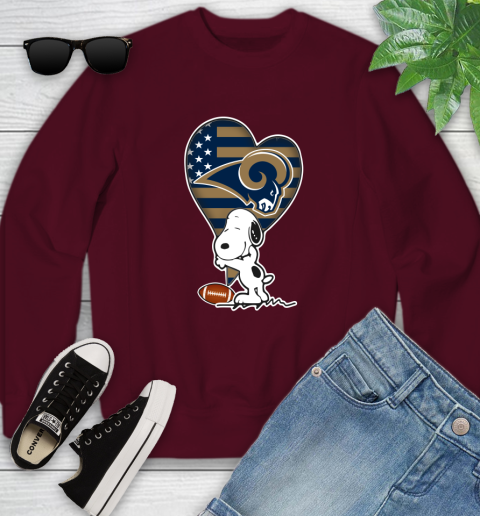 Los Angeles Rams NFL Football The Peanuts Movie Adorable Snoopy Youth Sweatshirt 5