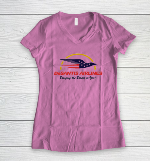 DeSantis Airlines Funny Political Meme Ron DeSantis Women's V-Neck T-Shirt 6