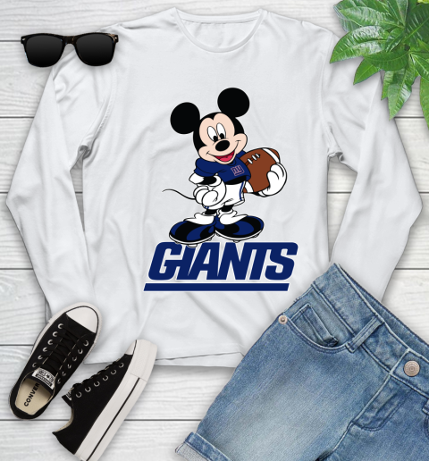 NFL Football New York Giants Cheerful Mickey Mouse Shirt Youth Long Sleeve 2