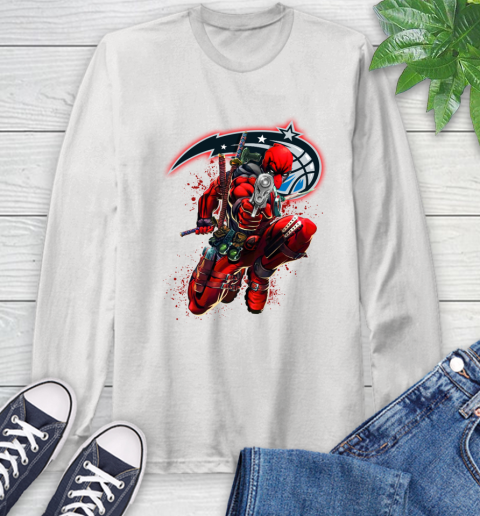 NBA Deadpool Marvel Comics Sports Basketball Orlando Magic Long Sleeve T-Shirt