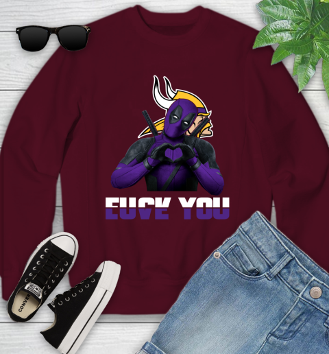 NHL Minnesota Vikings Deadpool Love You Fuck You Football Sports Youth Sweatshirt 4