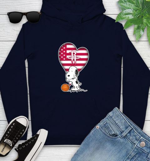Houston Rockets NBA Basketball The Peanuts Movie Adorable Snoopy Youth Hoodie 4