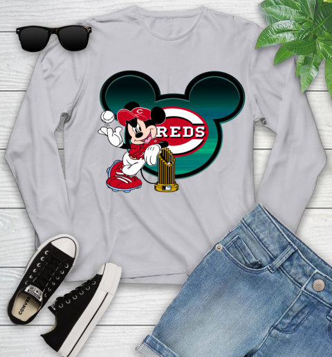 MLB Cincinnati Reds The Commissioner's Trophy Mickey Mouse Disney Youth Long Sleeve 5