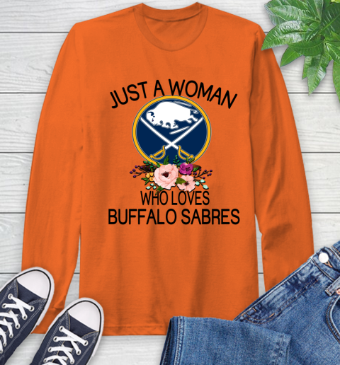 NHL Just A Woman Who Loves Buffalo Sabres Hockey Sports Long Sleeve T-Shirt 3