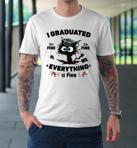 I Graduated Graduate Class 2023 Funny Black Cat T-Shirt