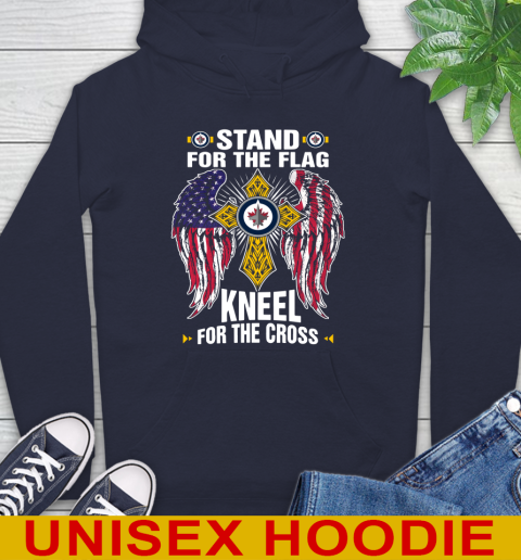 NHL Hockey Winnipeg Jets Stand For Flag Kneel For The Cross Shirt Hoodie 3