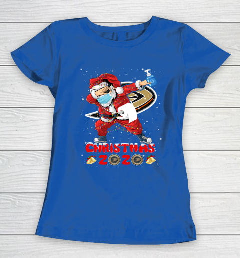 Anaheim Ducks Funny Santa Claus Dabbing Christmas 2020 NHL Women's T-Shirt 8
