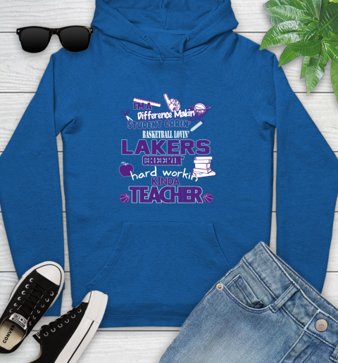 Los Angeles Lakers NBA I'm A Difference Making Student Caring Basketball Loving Kinda Teacher Youth Hoodie 11