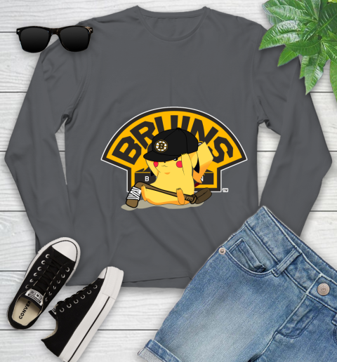 NHL Pikachu Hockey Sports Boston Bruins Youth Long Sleeve 8