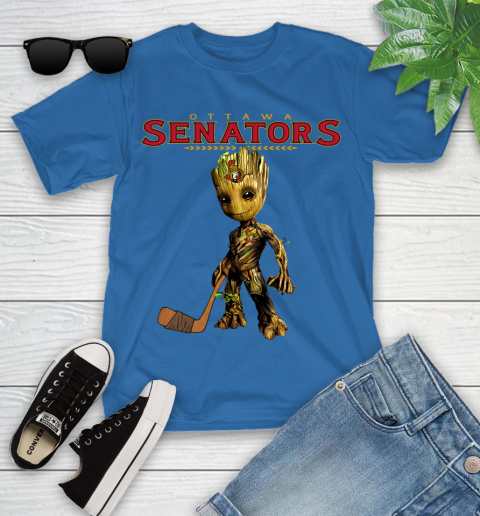 Ottawa Senators NHL Hockey Groot Marvel Guardians Of The Galaxy Youth T-Shirt 9