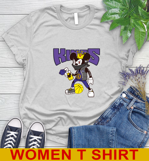 Sacramento Kings NBA Basketball Mickey Peace Sign Sports Women's T-Shirt
