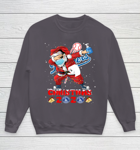 Los Angeles Dodgers Funny Santa Claus Dabbing Christmas 2020 MLB Youth Sweatshirt 5