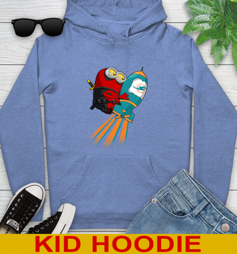 NFL Football Miami Dolphins Deadpool Minion Marvel Shirt Youth Hoodie 12