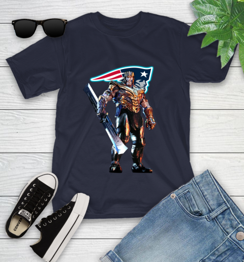 NFL Thanos Gauntlet Avengers Endgame Football New England Patriots Youth T-Shirt 3