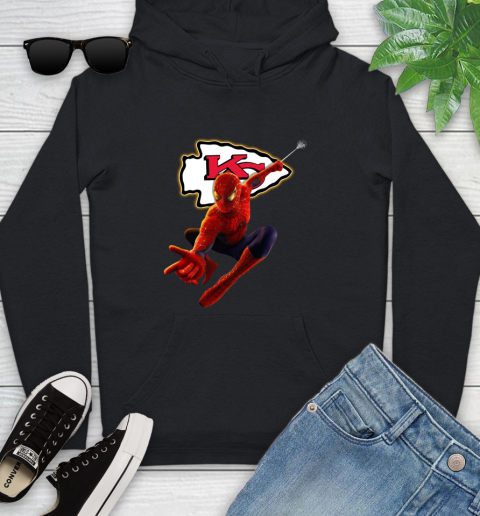 NFL Spider Man Avengers Endgame Football Kansas City Chiefs Youth Hoodie 2