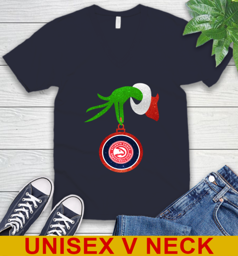 Atlanta Hawks Grinch Merry Christmas NBA Basketball V-Neck T-Shirt 3