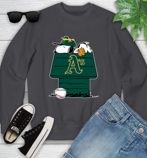 MLB Oakland Athletics Snoopy Woodstock The Peanuts Movie Baseball T Shirt Youth Sweatshirt 6