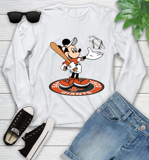 MLB Baseball San Francisco Giants Cheerful Mickey Disney Shirt Youth Long Sleeve 2
