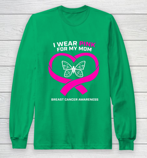 Men Women Kids Wear Pink For My Mom Breast Cancer Awareness Long Sleeve T-Shirt 4