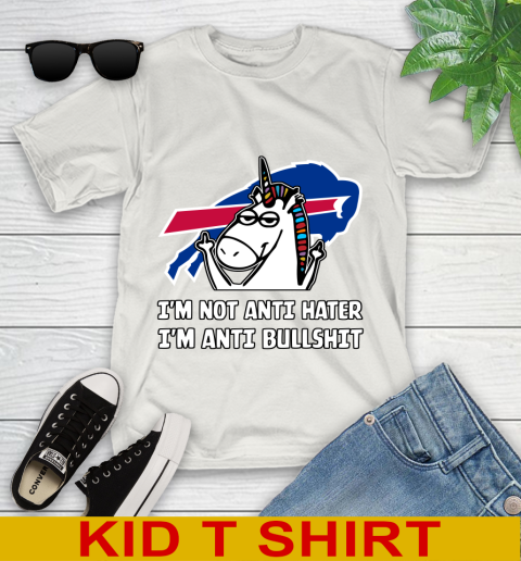 Buffalo Bills NFL Football Unicorn I'm Not Anti Hater I'm Anti Bullshit Youth T-Shirt 12