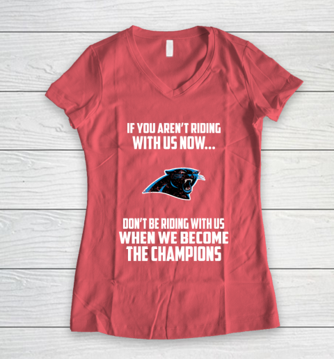 NFL Carolina Panthers Football We Become The Champions Women's V-Neck T-Shirt 4