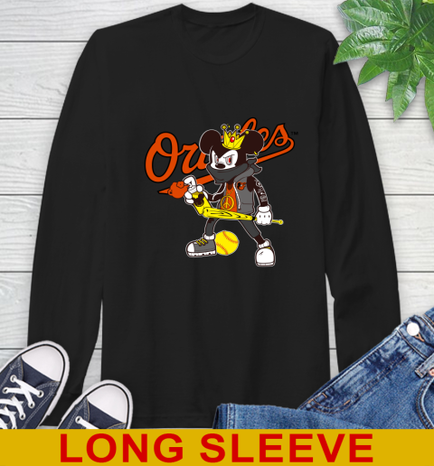 Baltimore Orioles MLB Baseball Mickey Peace Sign Sports Long Sleeve T-Shirt 2