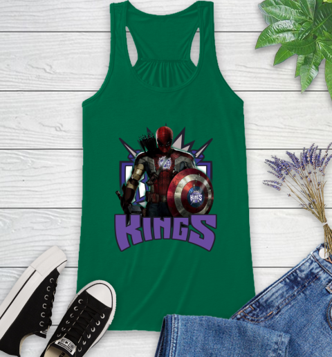 Sacramento Kings NBA Basketball Captain America Thor Spider Man Hawkeye Avengers Racerback Tank 7