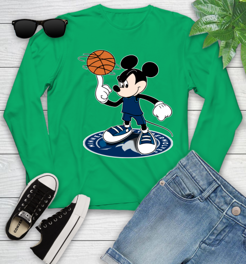 NBA Basketball Minnesota Timberwolves Cheerful Mickey Disney Shirt Youth Long Sleeve 6