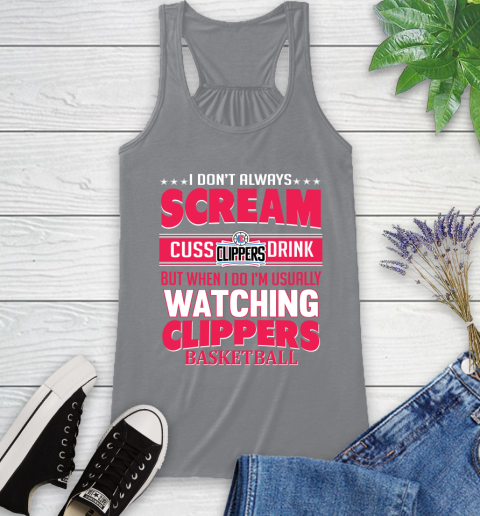 LA Clippers NBA Basketball I Scream Cuss Drink When I'm Watching My Team Racerback Tank 4