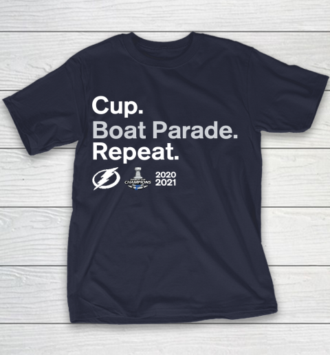Cup Boat Parade Repeat Tampa bay Lightnings Stanley Hockey 2021 Youth T-Shirt 2