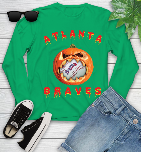 MLB Atlanta Braves Halloween Pumpkin Baseball Sports Youth Long Sleeve 6