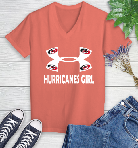 NHL Carolina Hurricanes Girl Under Armour Hockey Sports Women's V-Neck T-Shirt 6
