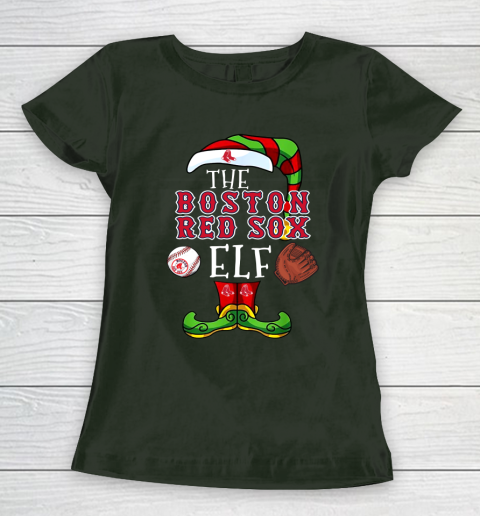 Boston Red Sox Christmas ELF Funny MLB Women's T-Shirt 4