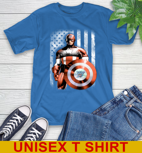 Oklahoma City Thunder NBA Basketball Captain America Marvel Avengers American Flag Shirt T-Shirt 11