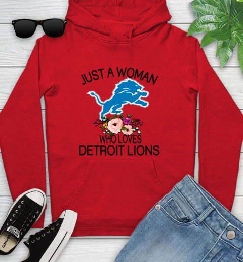 NFL Just A Woman Who Loves Detroit Lions Football Sports Youth Hoodie 7