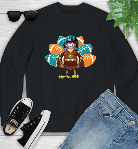 Miami Dolphins Turkey Thanksgiving Day Youth Sweatshirt 2