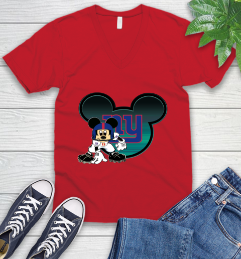 NFL New York Giants Mickey Mouse Disney Football T Shirt V-Neck T-Shirt 7