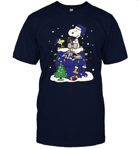 A Happy Christmas With Baltimore Ravens Snoopy Unisex Jersey Tee