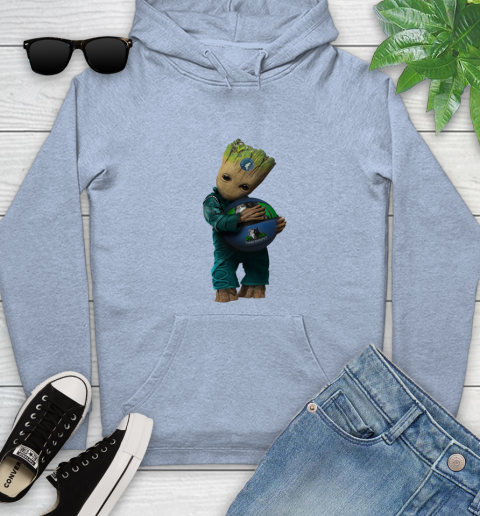 NBA Groot Guardians Of The Galaxy Basketball Sports Minnesota Timberwolves Youth Hoodie 10