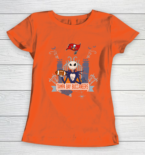 NFL Tampa Bay Buccaneers Football Jack Skellington Halloween Women's T-Shirt 3