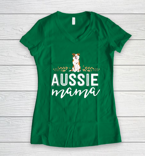 Dog Mom Shirt Aussie Mama Dog Mom Shirt For Women Australian Shepherd Women's V-Neck T-Shirt 3