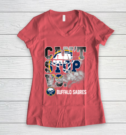 NHL Buffalo Sabres Hockey Can't Stop Vs Women's V-Neck T-Shirt 4