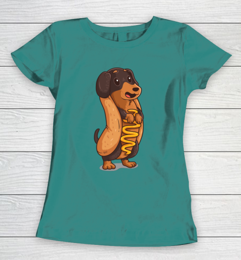 Wiener Dog Hotdog Bun Dachshund Funny Foodie Gift Hot Dog Women's T-Shirt 10