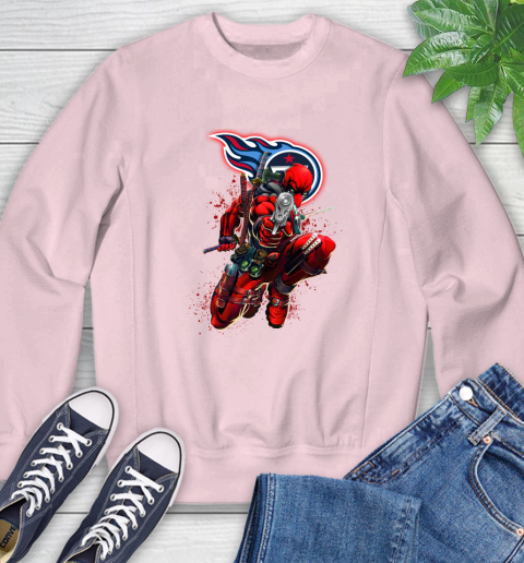 NFL Deadpool Marvel Comics Sports Football Tennessee Titans Sweatshirt 9