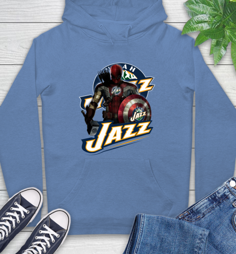 Utah Jazz NBA Basketball Captain America Thor Spider Man Hawkeye Avengers Hoodie 11